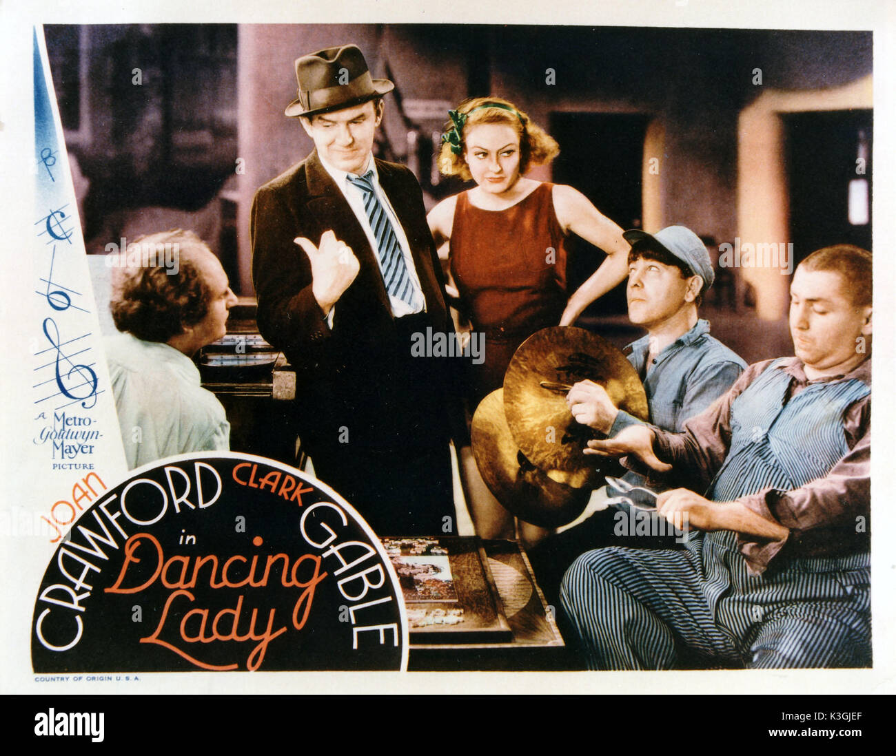 DANCING LADY de gauche - LARRY FINE, TED HEALY, Joan Crawford, MOE HOWARD, CURLY HOWARD Banque D'Images