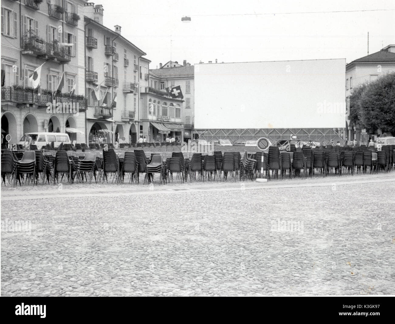 SITE DE PROJECTIONS DE FILMS EN PLEIN AIR DE LA PIAZZA GRANDE, Locarno, Suisse Banque D'Images
