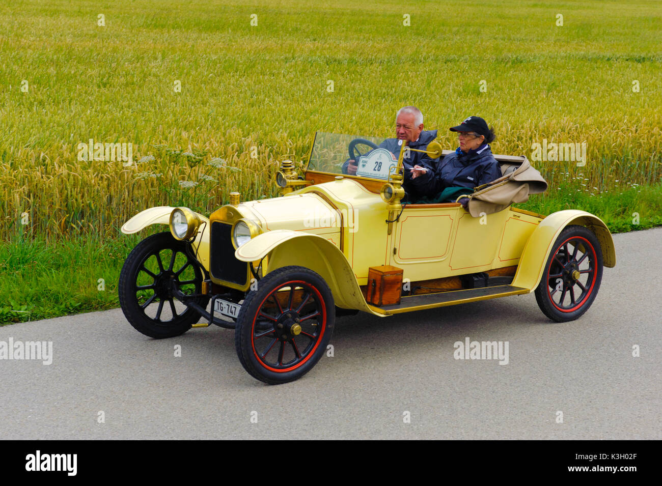 Rallye anciens 'affirmation' Herkomer à Landsberg Lech en pendant au moins 80 ans de voitures, ici fermer Stellite ouvrir deux places, année de fabrication en 1915 Banque D'Images