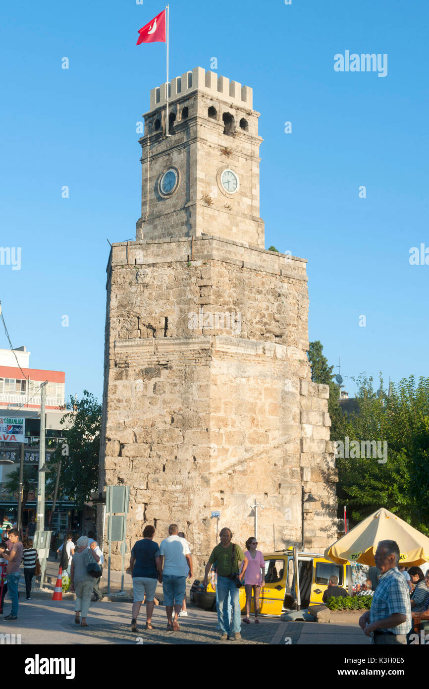 Turquie, Antalya, Vieille Ville, tour de l'horloge Banque D'Images