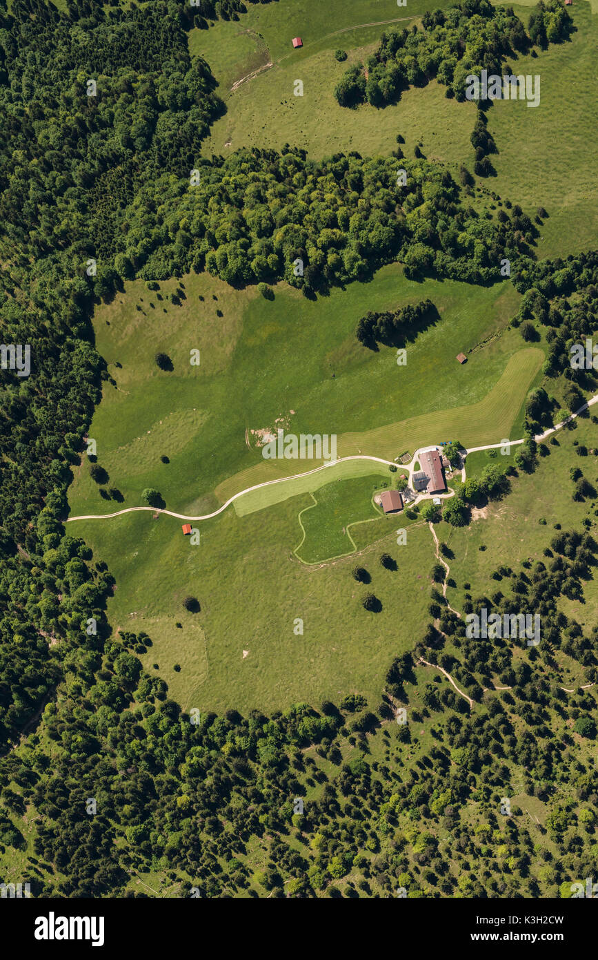 Gschwandtnerbauer, Garmisch-Partenkirchen, photo aérienne, Allemagne, Berlin, Alpes, Werdenfelser Land Banque D'Images