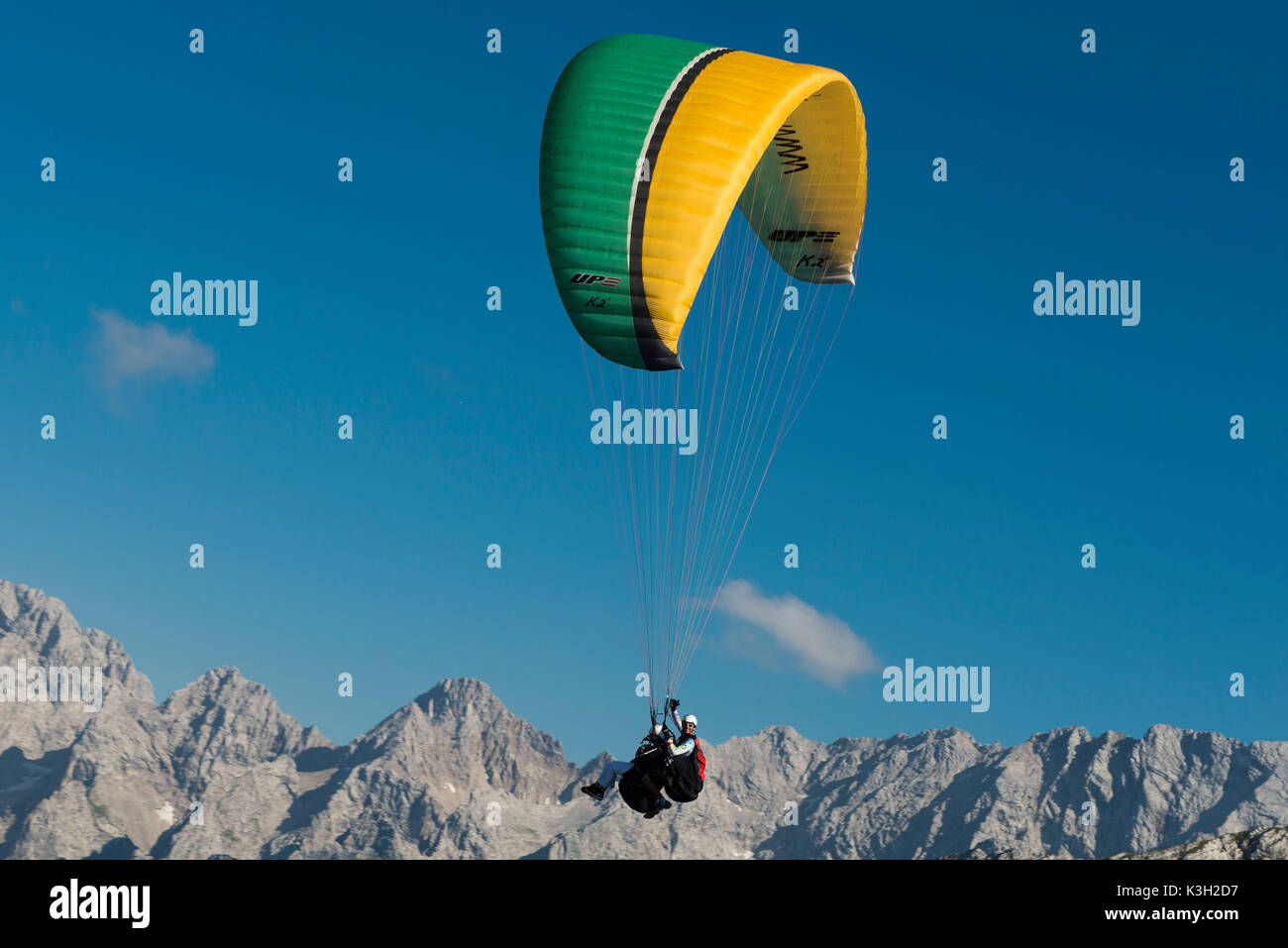 Garmisch-Partenkirchen, parapente, photo aérienne, vol biplace, Allemagne, Berlin, Alpes, Werdenfelser Land Banque D'Images