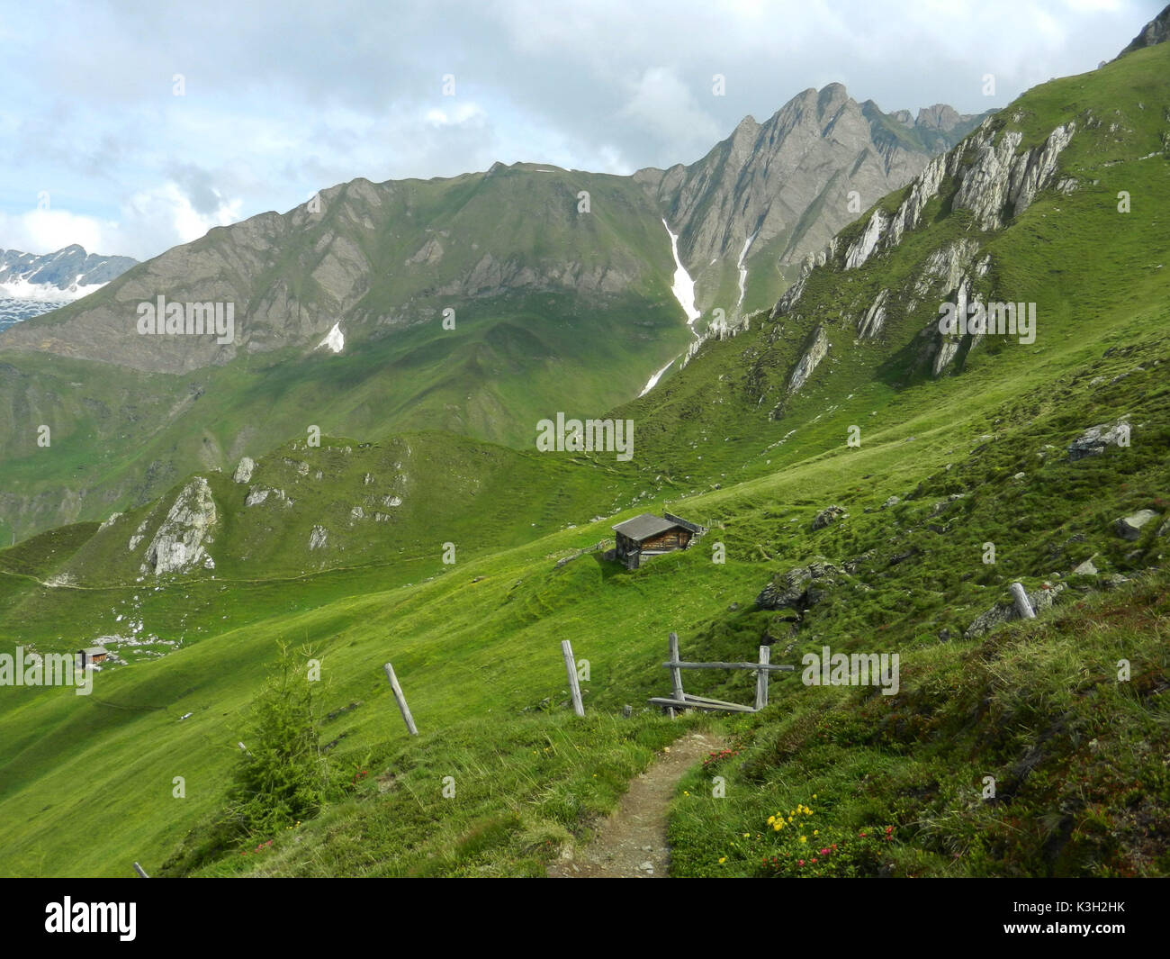 Gruipa alp avec red Riffl Pfunderer, vallée, Pfunders, Tyrol du Sud, Banque D'Images