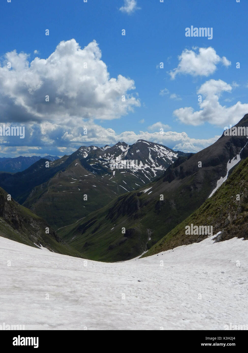 Pfunderer, Plattspitze Nornspitz et montagnes, vue de façon de l'Steinkarscharte sur la Brixner hut, Banque D'Images