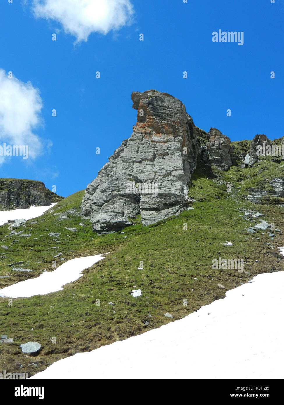 Rock tour au moyen de la plus Steinkarscharte la Brixner hut, Pfunderer, montagnes Banque D'Images