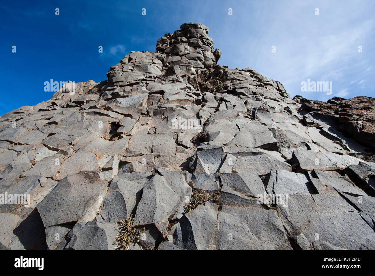 Volcan, rock formation à Roque de los Muchachos, sommet, La Palma, Canary Islands, Spain Banque D'Images