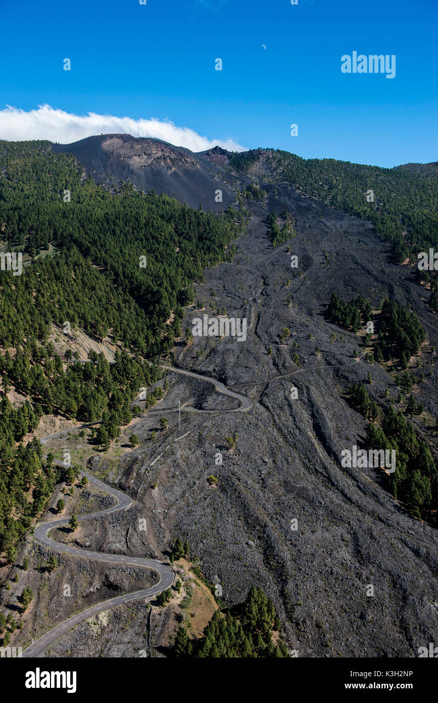 Volcan, domaine Lawa, Puerto de Naos, photo aérienne, île de La Palma, aux Canaries, Espagne Banque D'Images