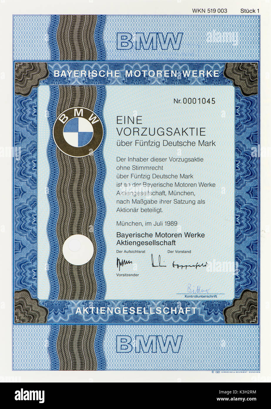 Le bilan de l'entreprise BMW Bayerische Motoren Werke AG Banque D'Images