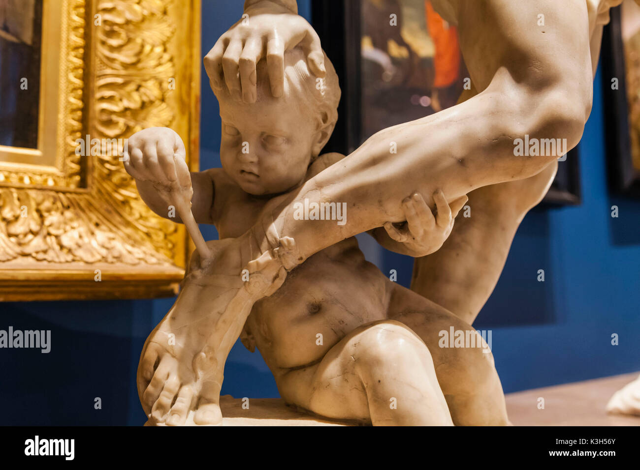 L'Angleterre, Londres, Kensington, Victoria et Albert Museum aka V&A, sculpture de marbre du mourir Achilles par Christophe Veyrier date 1683 Banque D'Images