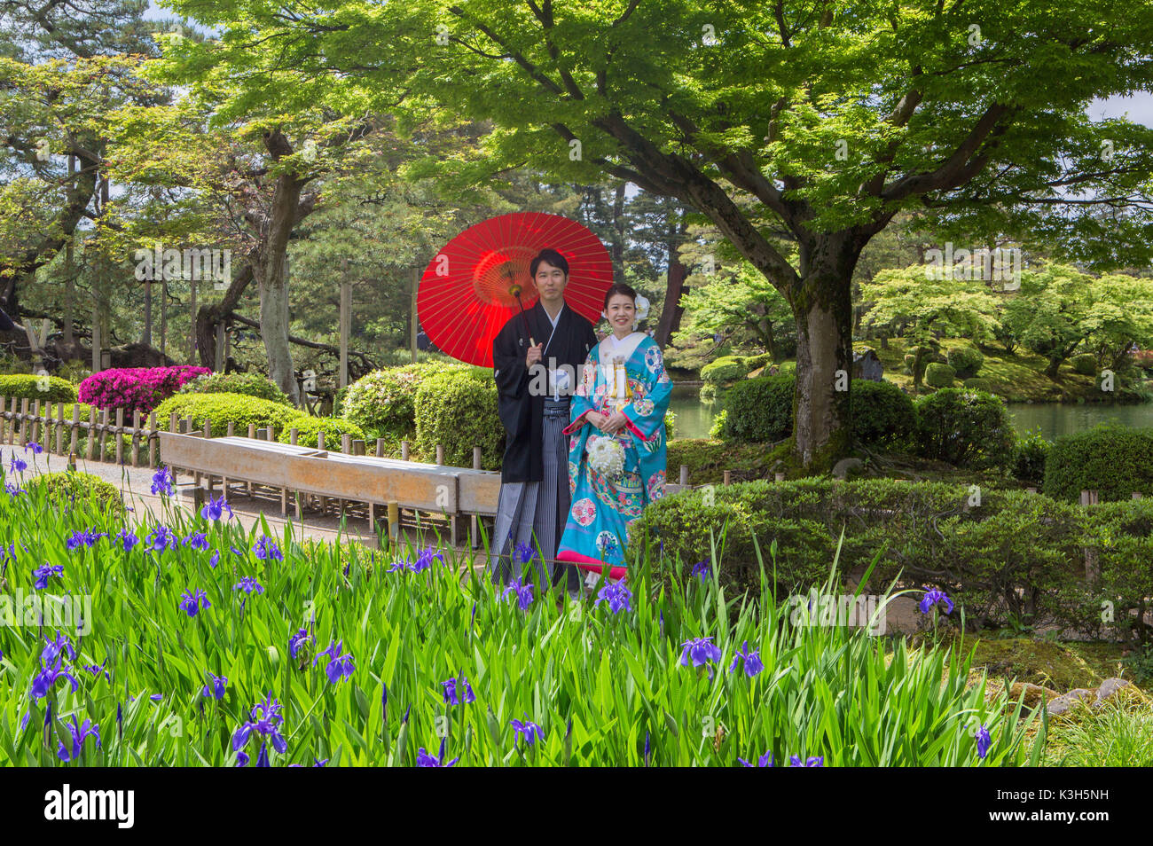 Le Japon, la ville de Kanazawa, Jardin Kenroku-en Banque D'Images