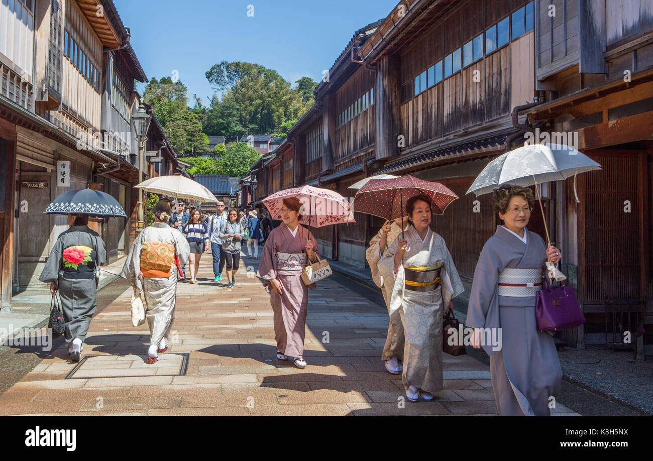 Le Japon, la ville de Kanazawa, vieille ville de Kanazawa, Higashichaya Street Banque D'Images