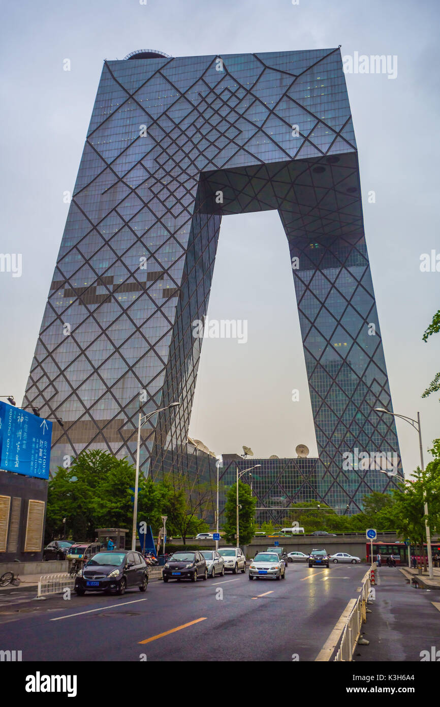 La Chine, la ville de Pékin, CCTV, gratte-ciel Banque D'Images