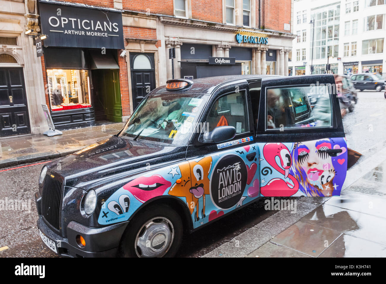 L'Angleterre, Londres, Black Taxi Cab Banque D'Images