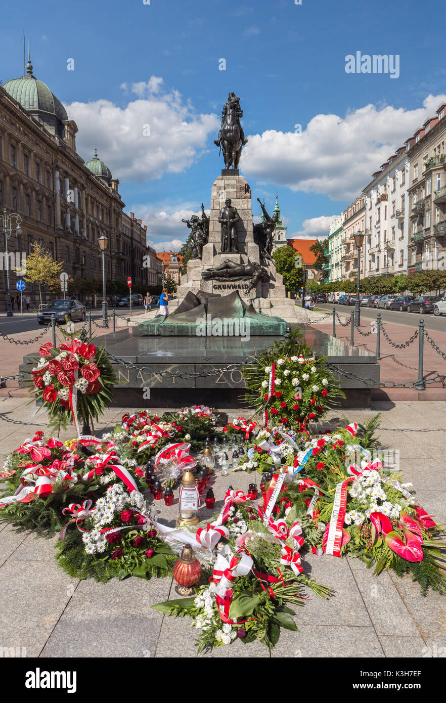 Pologne, Cracovie, Ville Matejki Square, Monument Grunwald Banque D'Images