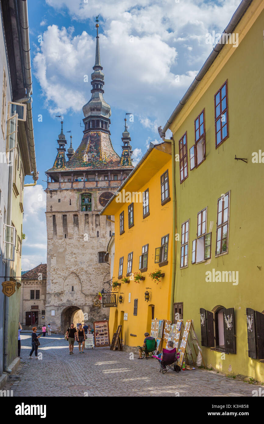 Roumanie, Mures County, la ville de Sighisoara, La Citadelle, la Tour de l'horloge Banque D'Images