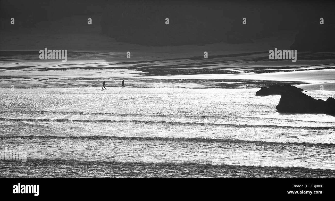 Seascape Cornish en noir et blanc Banque D'Images
