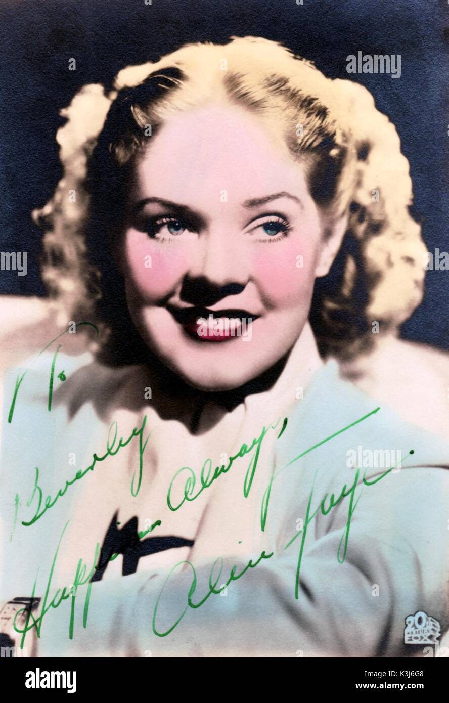 ALICE FAYE actrice Américaine Banque D'Images