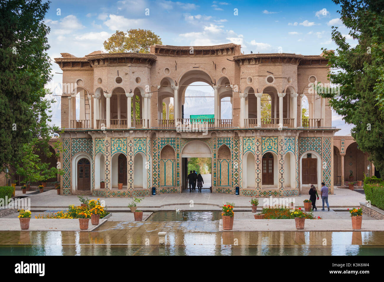 L'Iran, le sud-est de l'Iran, Mahan, Bagh-e Shahzde Persan traditionnel, jardins et fontaines complexe, construit en 1873 Banque D'Images