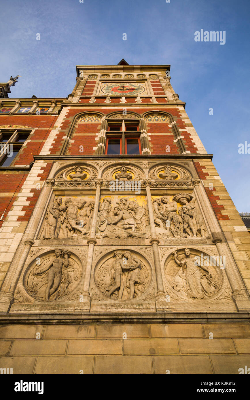 Pays-bas, Amsterdam, la gare centrale d'Amsterdam, extérieur Banque D'Images
