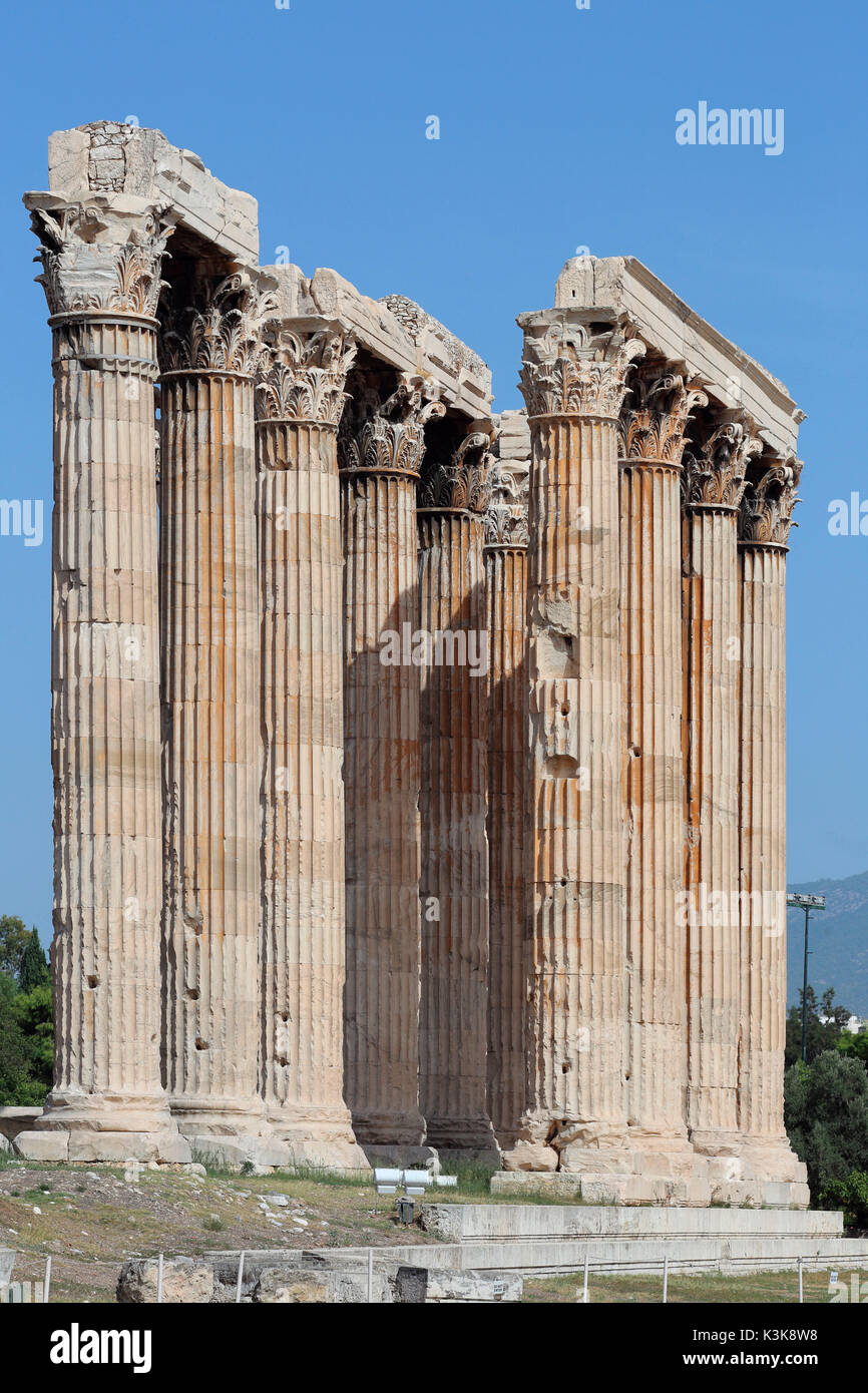 Grèce Athènes Temple de Zeus Olympien Banque D'Images