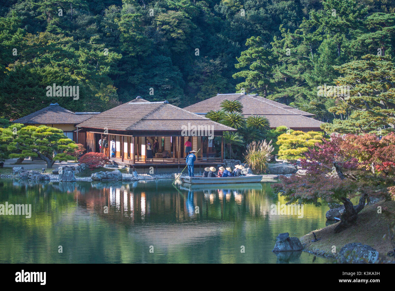 Le Japon, l'île de Shikoku, Ville de Takamatsu, Ritsurin Koen Jardin Banque D'Images
