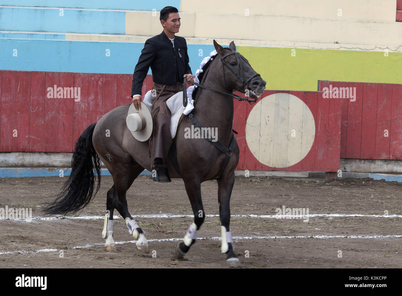 Toreador à cheval en Equateur Banque D'Images