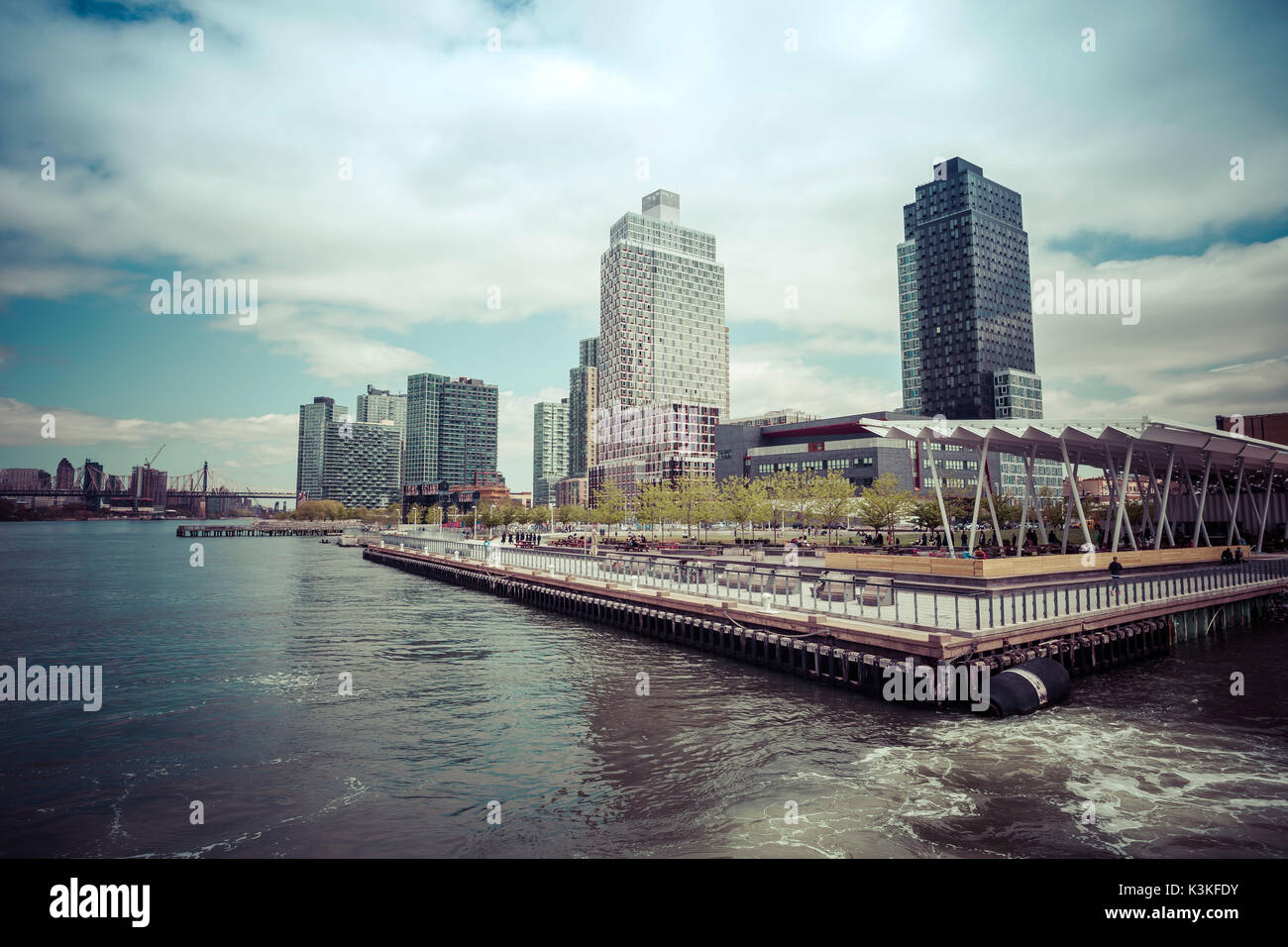 Hunters Point, Long Island, East River View Ferry, Skyline, New York, USA Banque D'Images