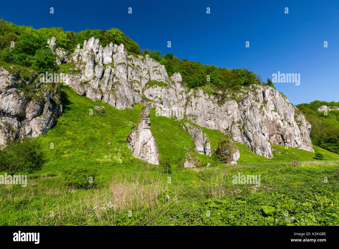 L'Europe, Pologne, voïvodie de Petite-Pologne, Krakow-Czestochowa / montagne jurassique polonais Highland - Parc National Ojcow Banque D'Images