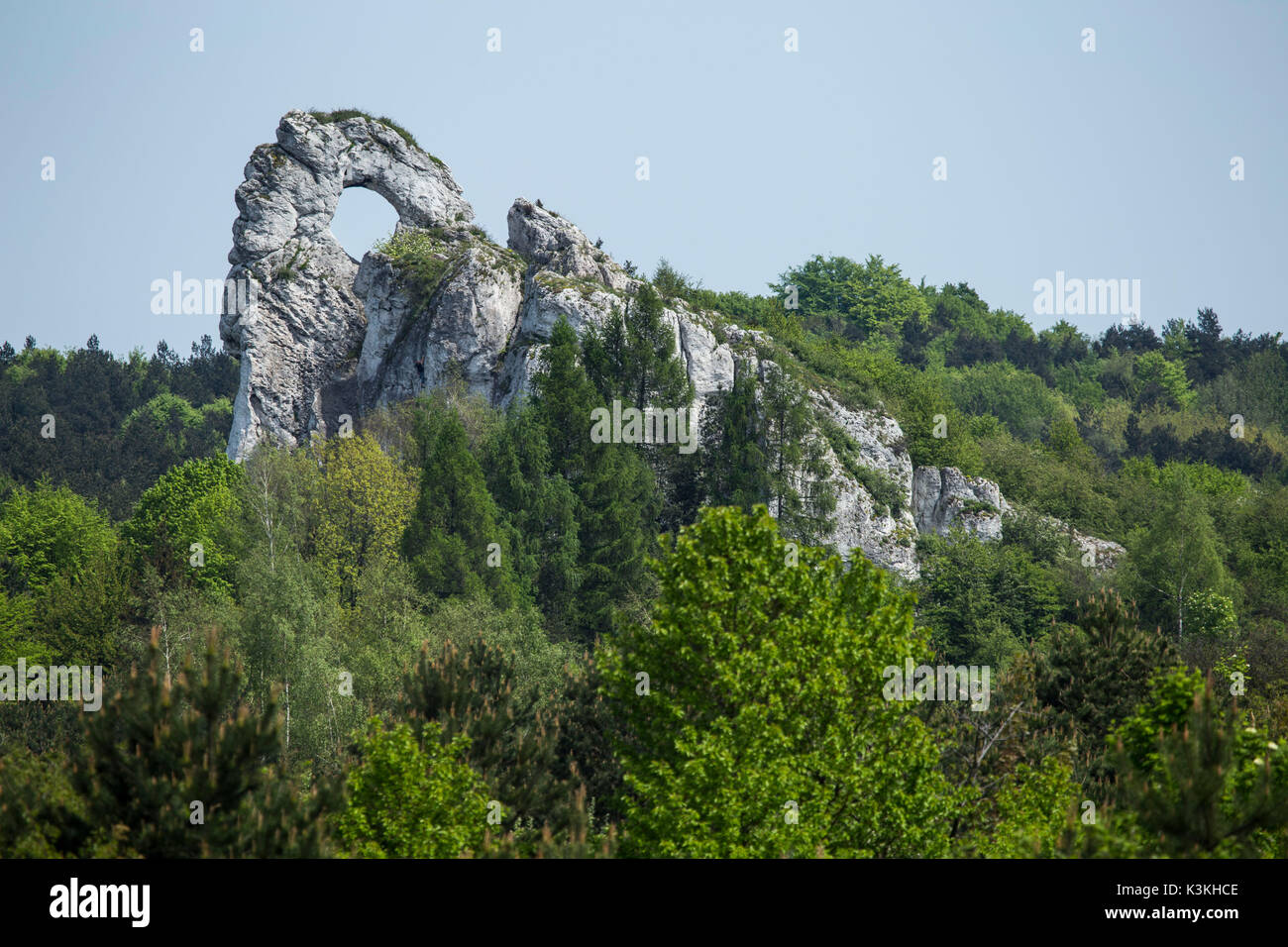 L'Europe, la Pologne, la Silésie, Krakow-Czestochowa / montagne jurassique polonais Highland - Okiennki Wielki Banque D'Images