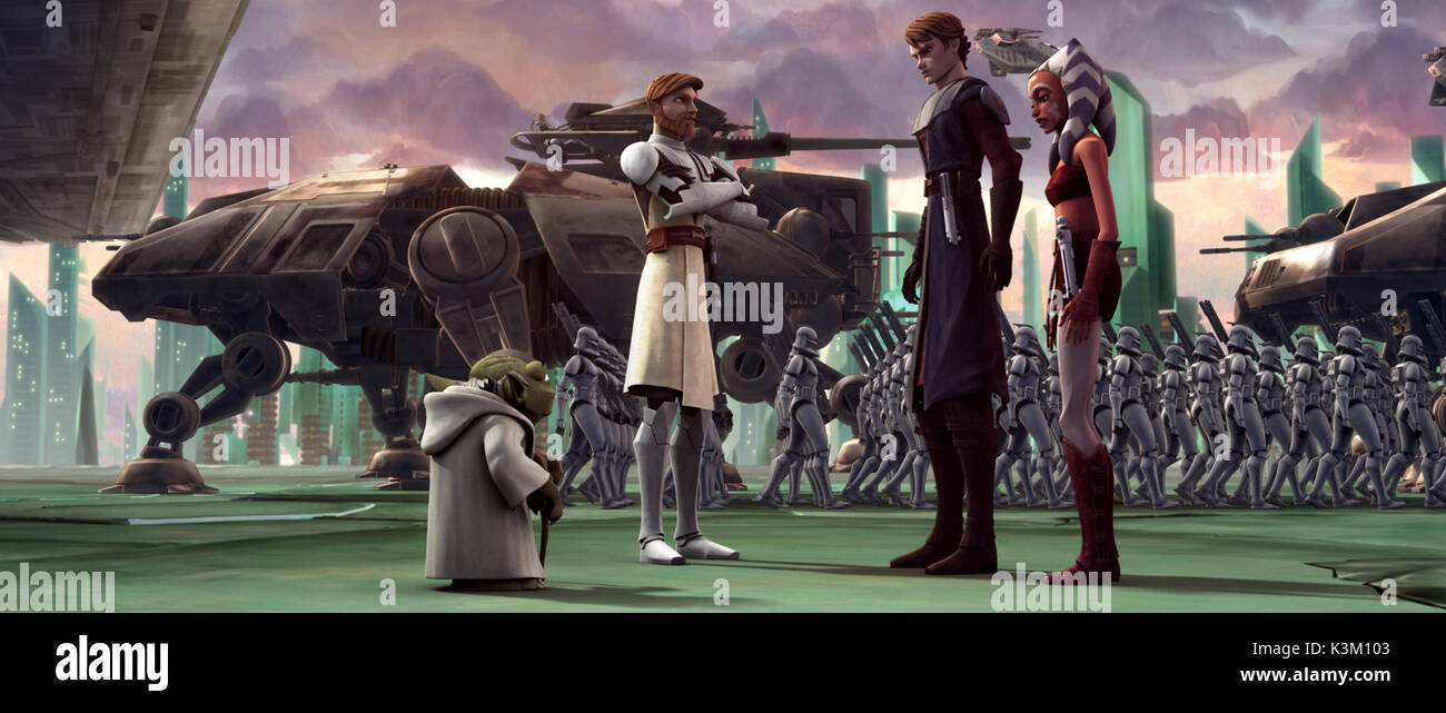 STAR WARS : The Clone Wars Anakin Skywalker et Ahsoka Tano recevoir leurs commandes Date : 2008 Banque D'Images
