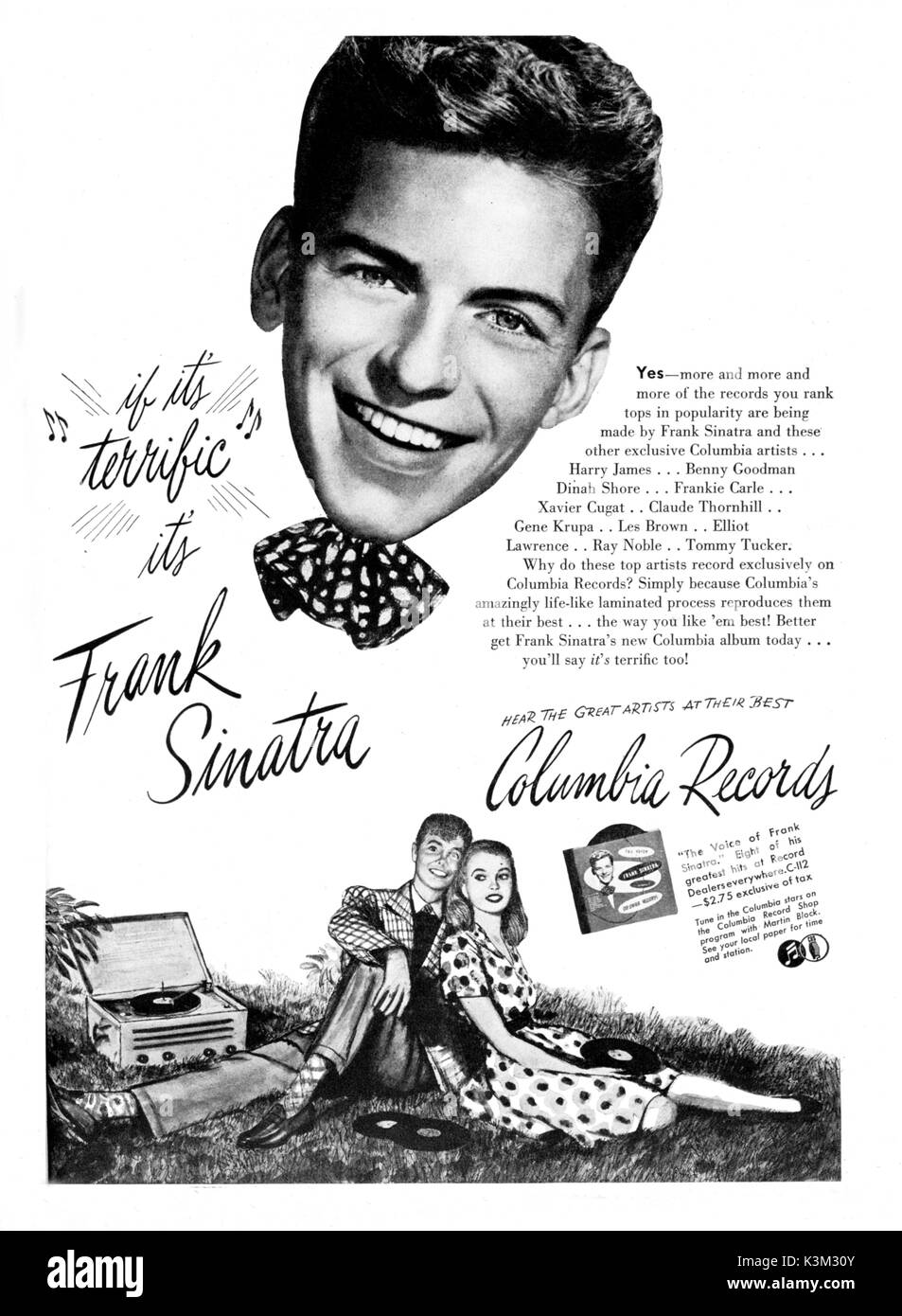 FRANK SINATRA PUBLICITÉ ALBUM COLUMBIA RECORDS Banque D'Images