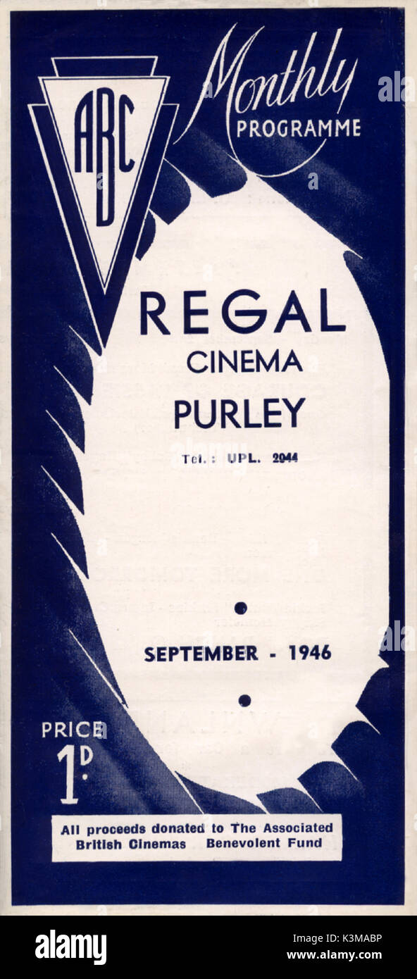 Cinéma ABC programme mensuel PROGRAMME DE LA CHAÎNE ABC pour le cinéma REGAL, PURLEY SEPTEMBRE 1948 Banque D'Images