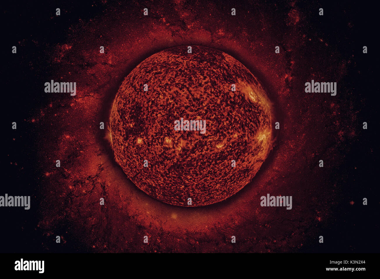 Système solaire - Soleil. C'est l'étoile au centre du système solaire. Sun est un G-type-séquence principale star et c'est comme un carton jaune Banque D'Images