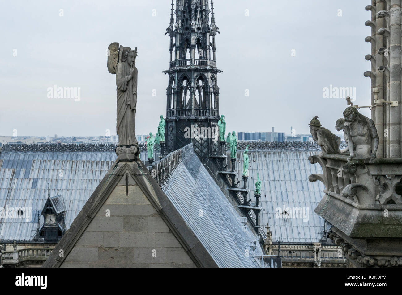 Gargouille sur la cathédrale Notre Dame, Paris, France Banque D'Images