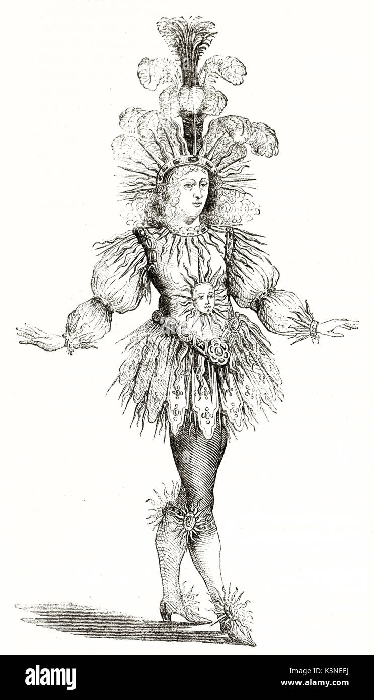 Ancien corps plein gravé portrait du roi Louis XIV (1638 - 1715) portant un  costume de luxe