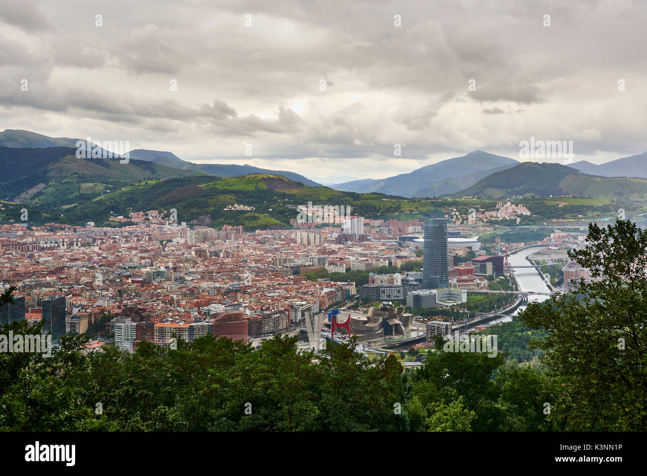 Vue depuis Bilbao Artxanda, Bilbao, Biscaye, Pays Basque, Pays Basque, Espagne, Europe Banque D'Images