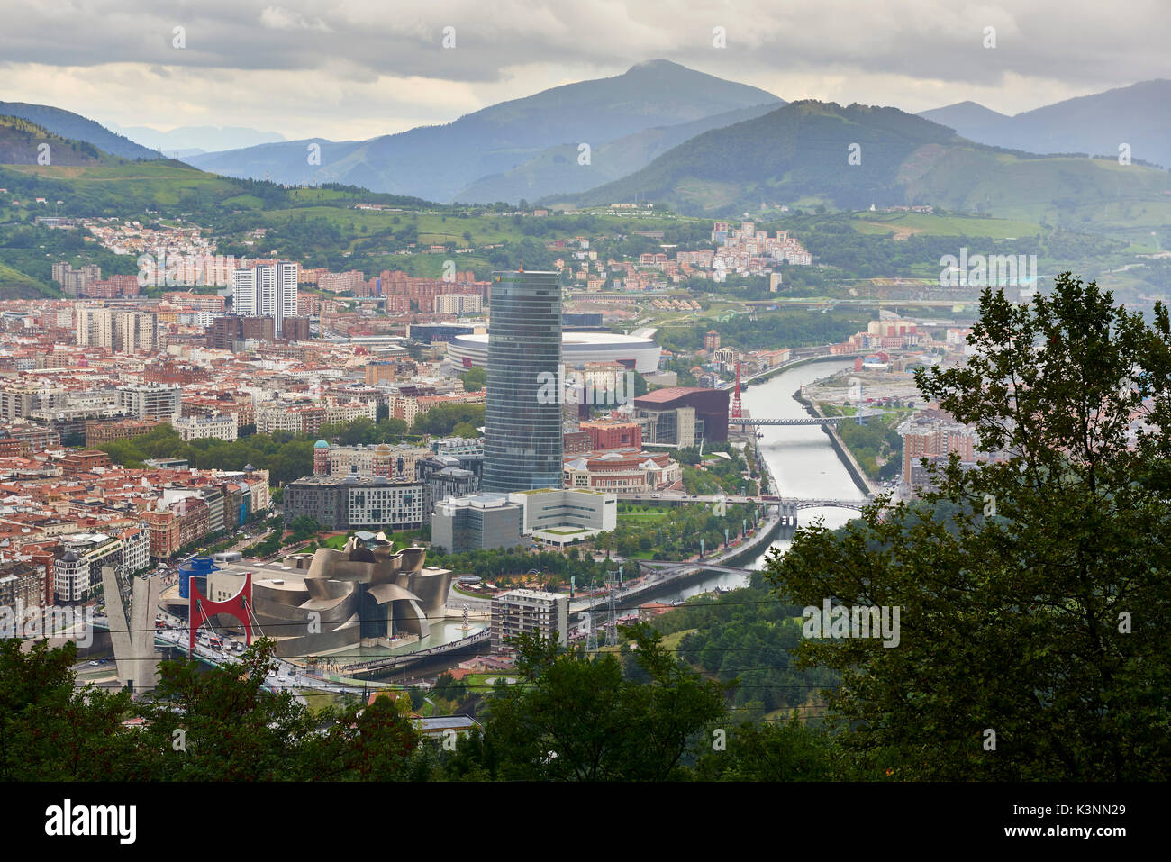 Vue depuis Bilbao Artxanda, Bilbao, Biscaye, Pays Basque, Pays Basque, Espagne, Europe Banque D'Images