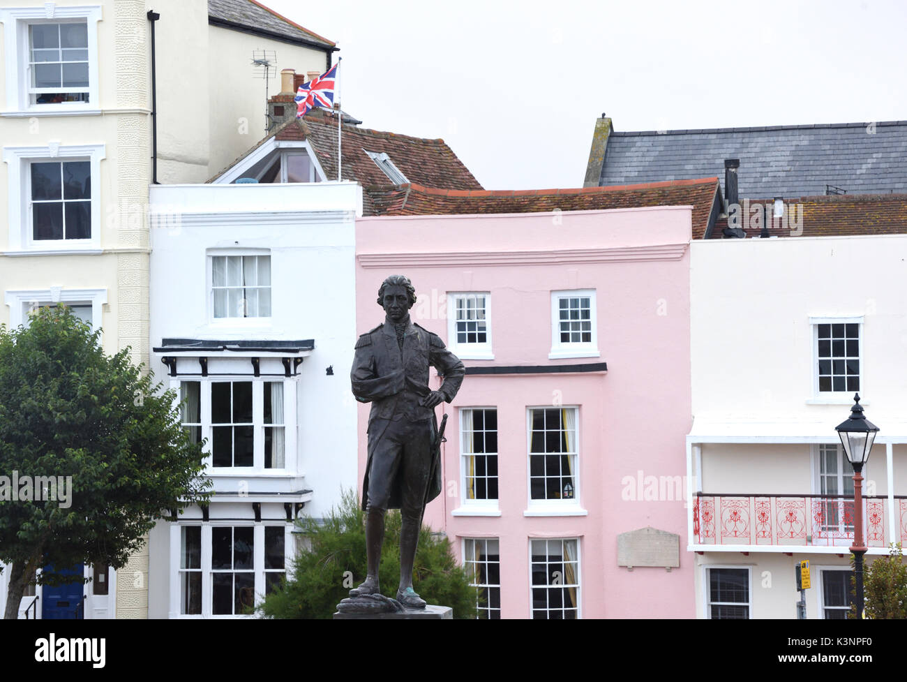 Statue de bronze de vicomte Horatio Nelson, duc de Bronte en Sicile, Vice-amiral de la White Le sculpteur a été F Brook FRBS d'attelage. Grand Parade, les ports Banque D'Images