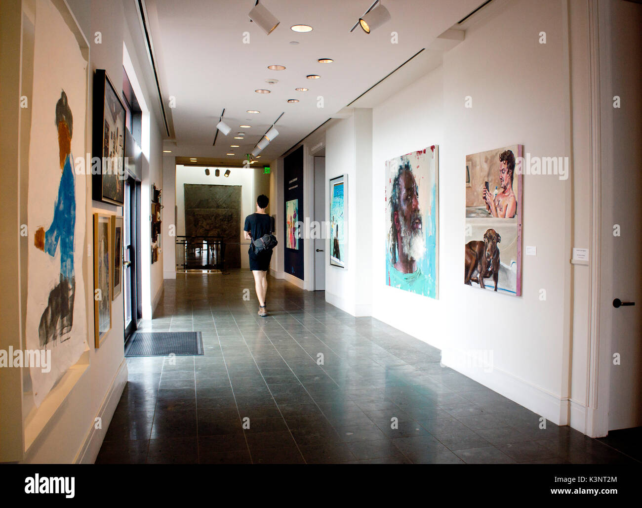 Couloir avec des peintures à l'Ogden Museum of Contemporary Art (Sud régional artistes). New Orleans, LA. Banque D'Images