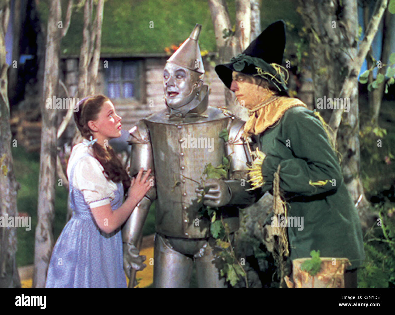 Le Magicien d'OZ [1939] Judy Garland comme Dorothy, JACK HALEY comme l'homme de bidon, Ray Bolger comme l'Épouvantail, Date : 1939 Banque D'Images