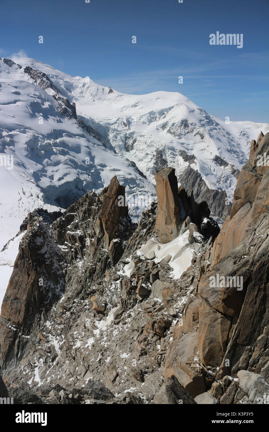 Aiguitte du midi, face sud, arrivée. Arrivée face sud Banque D'Images