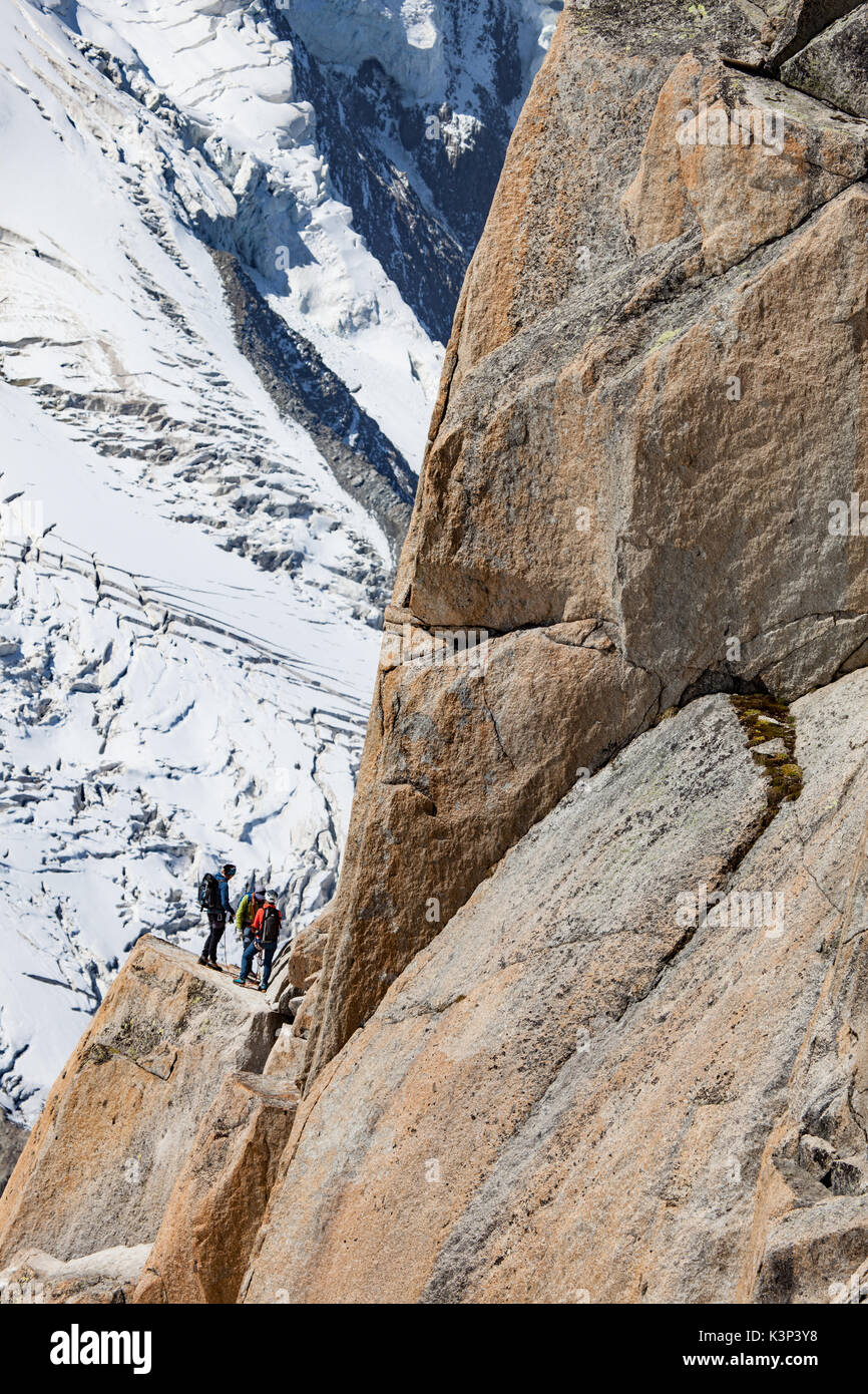 Aiguitte du midi, face sud, arrivée. Arrivée face sud Banque D'Images