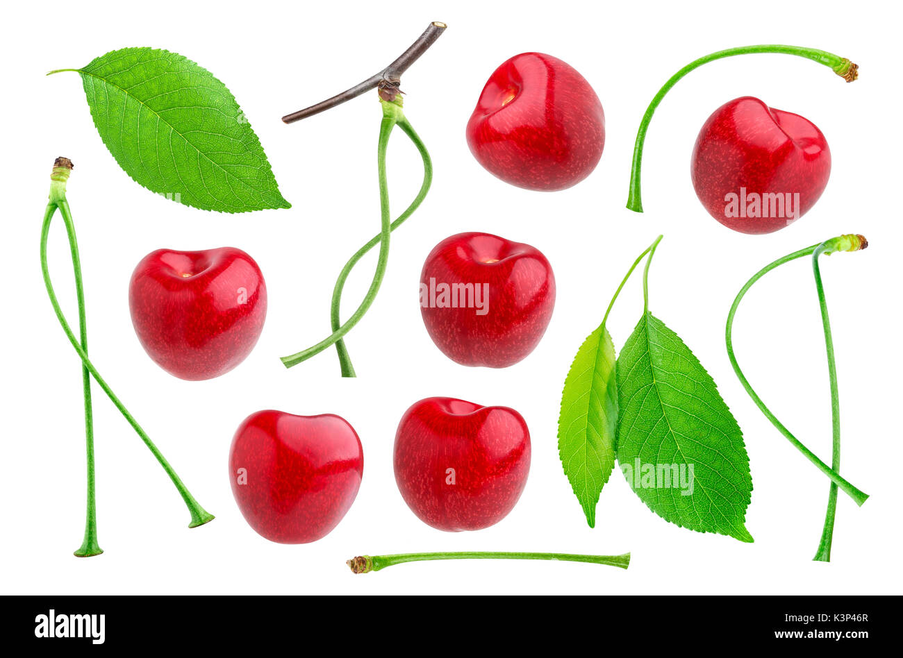 Cherry isolé sur fond blanc. Collection Banque D'Images
