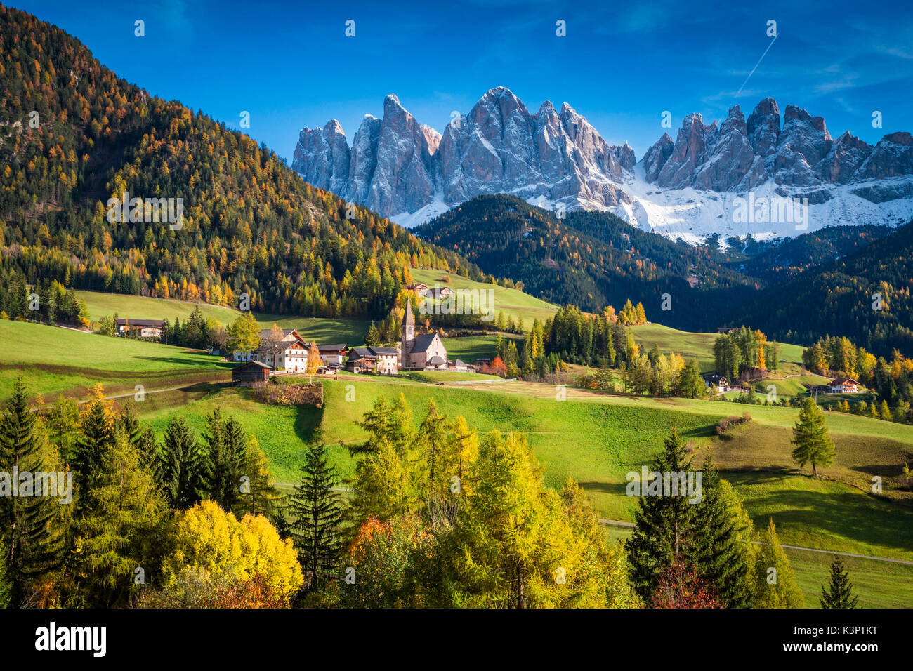 Val di Funes, Trentin-Haut-Adige, Italie Banque D'Images