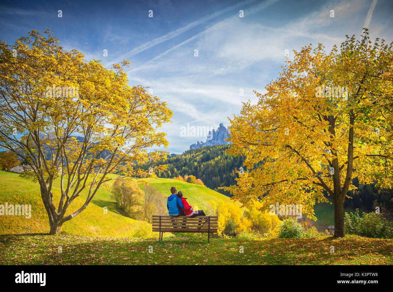 Val di Funes, Trentin-Haut-Adige, Italie Banque D'Images