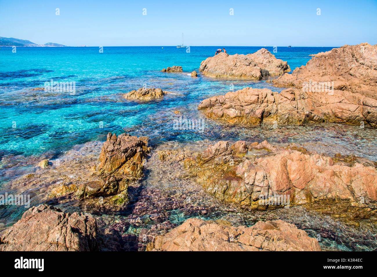 La Balagne, la France, la mer à la plage de l'Ostriconi, Corse Banque D'Images