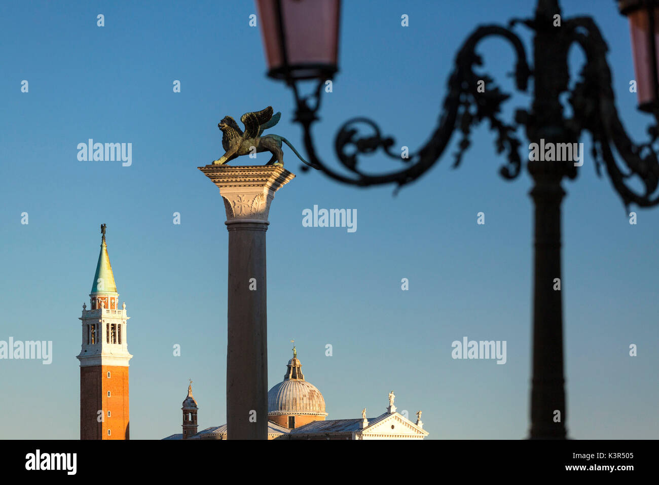 San Giorgio Maggiore au coucher du soleil. Venise, Vénétie, Italie. Banque D'Images