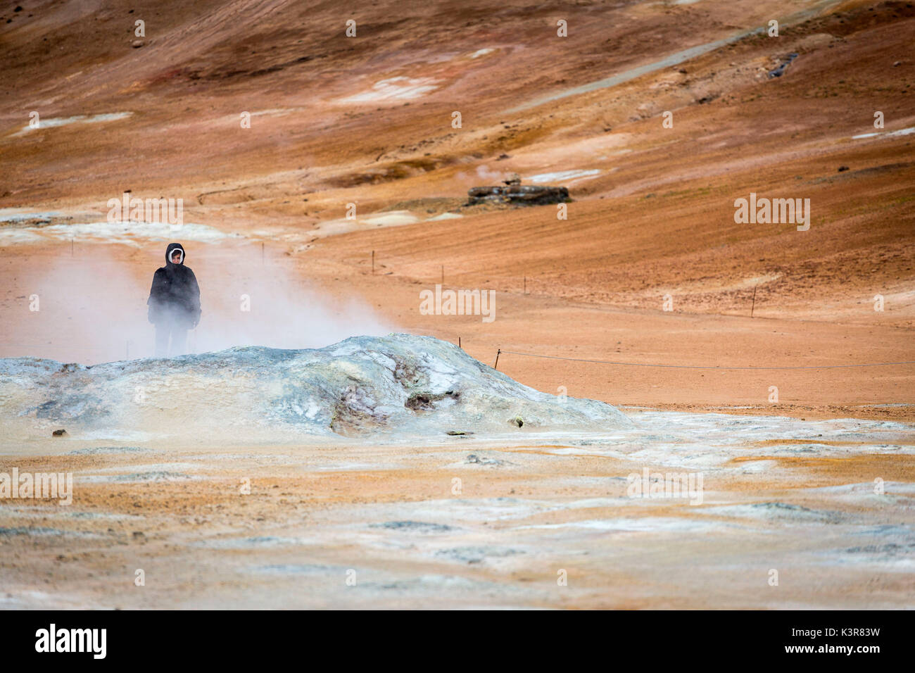 Zone géothermique Hverir, l'Islande, l'Europe. Banque D'Images