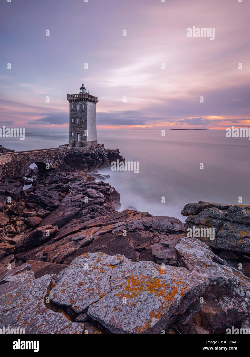 Le phare de Kermorvan, Le Conquet, Brest, Finistère, Bretagne - Bretagne, France, Europe Banque D'Images