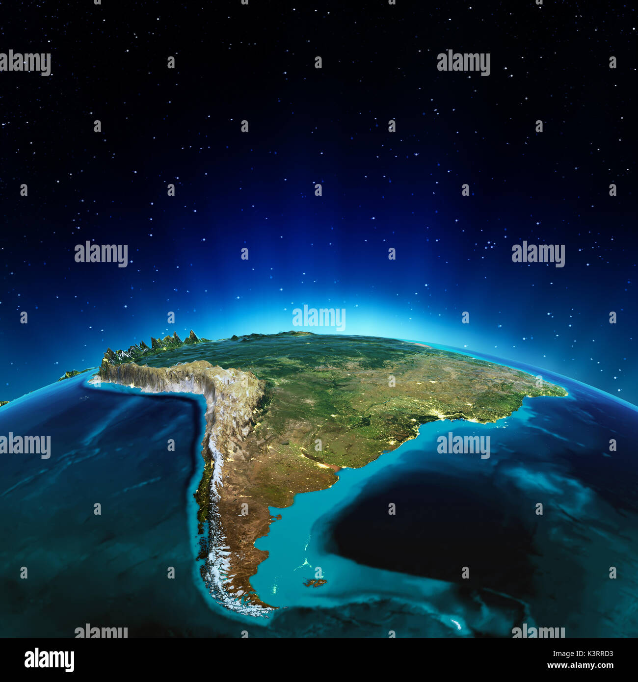 L'Amérique du Sud. Éléments de cette image fournie par la NASA le rendu 3D Banque D'Images